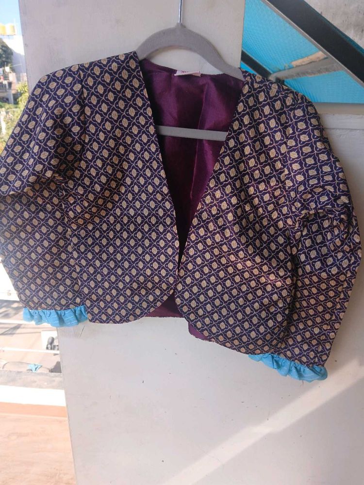 Patterned Purple Bolero Jacket