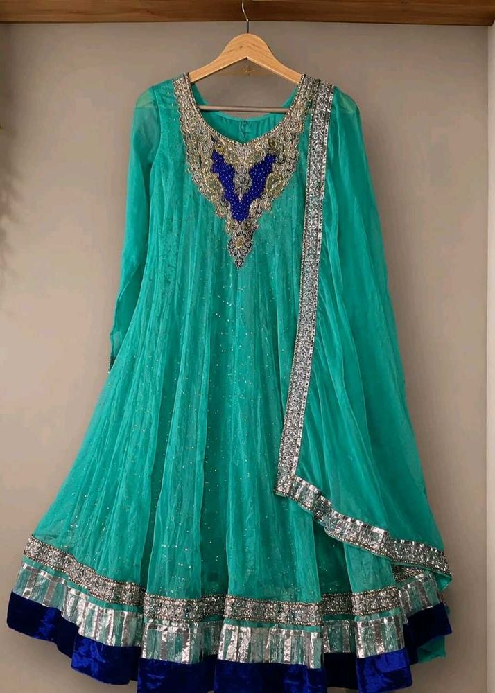 Elegant Turquoise Anarkali Gown  ✨