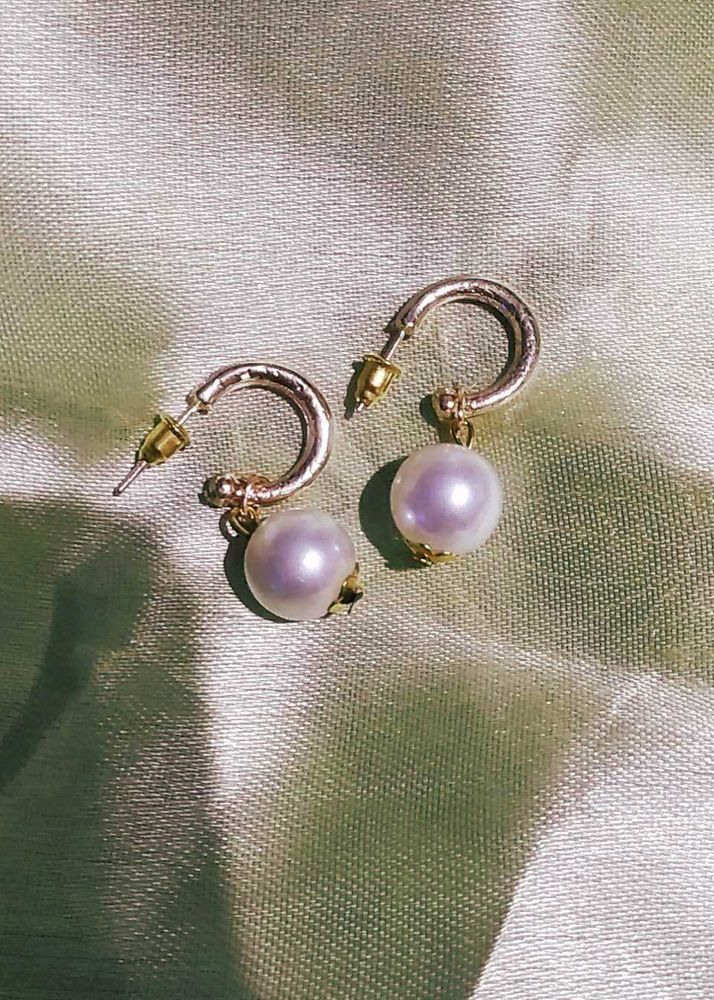 Elegant Pearl Hoop Earrings