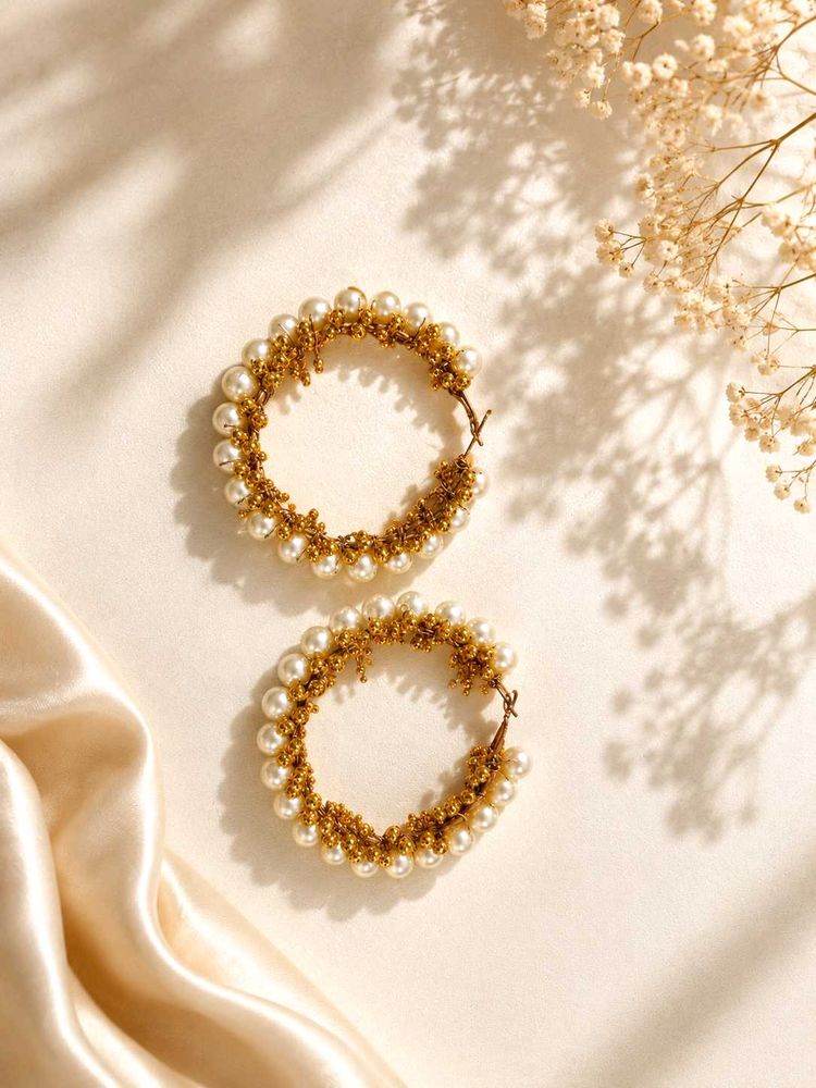Elegant Pearl Hoop Earrings