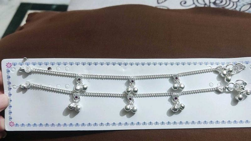 Silver Anklet with Bells # baby girl