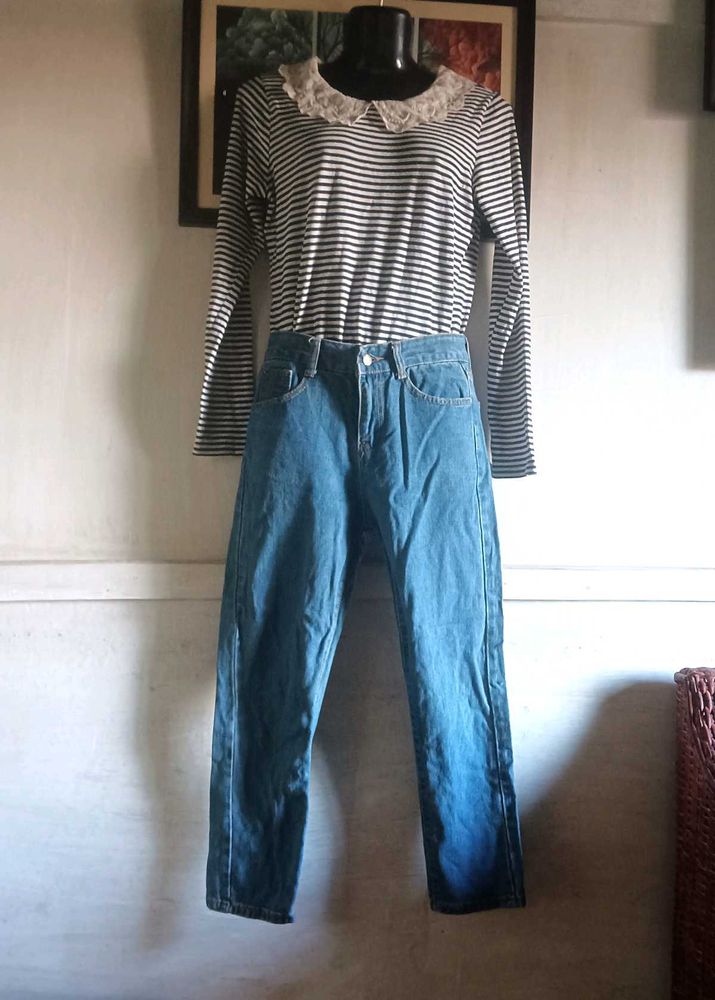 Stylish Striped Top &amp; Jeans Outfit