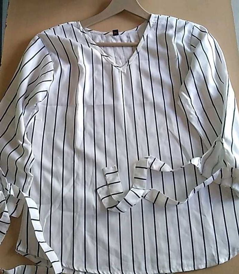 Striped Tie Sleeve Top