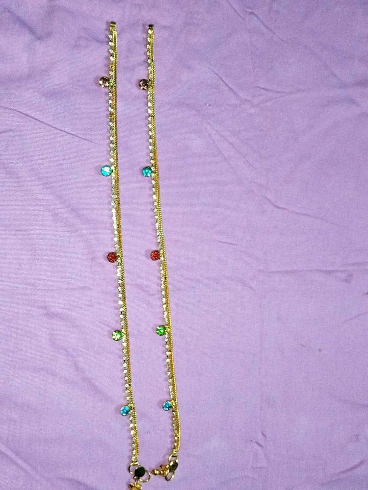 Elegant Anklets with Colorful Stones