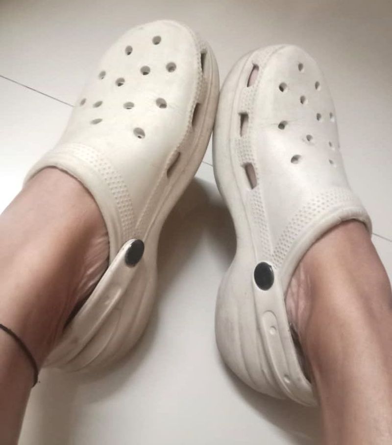 Cream Crocs Clogs