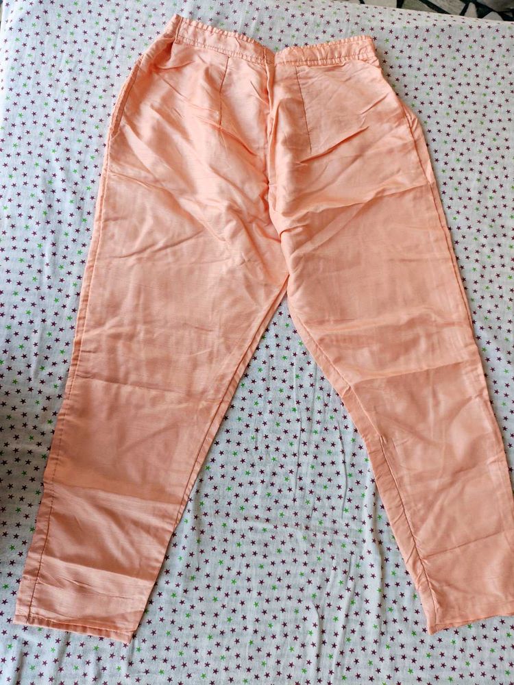 Peach Cotton Palazzo Pants