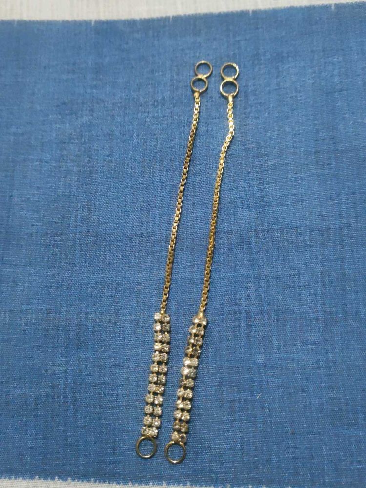 Elegant Gold Chain &amp; Crystal Drop Earrings