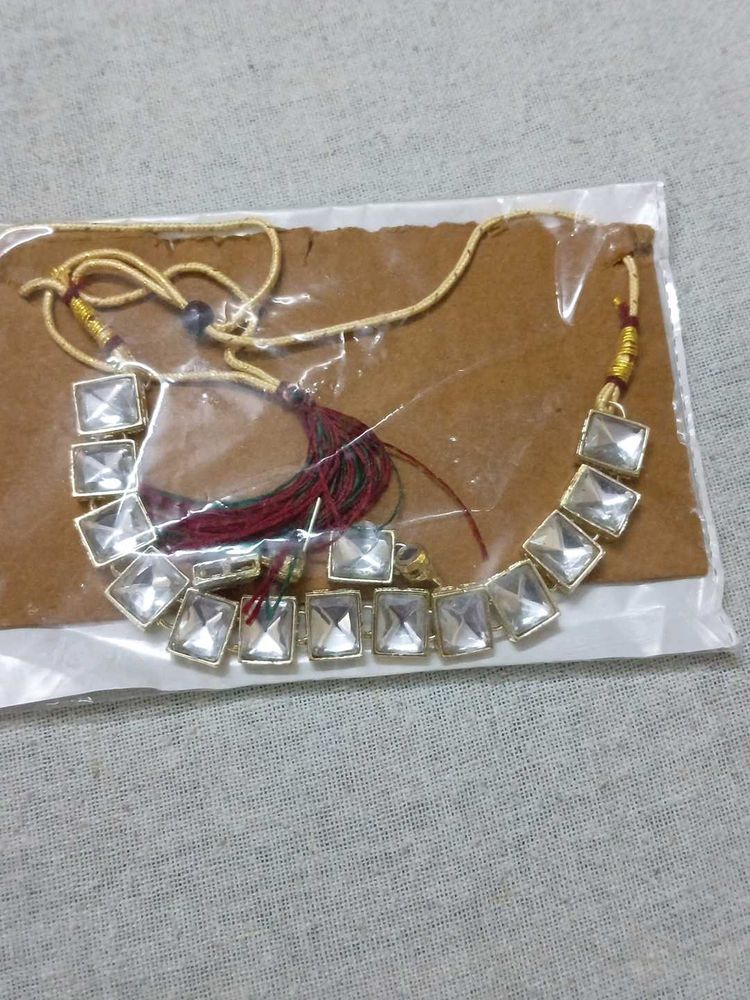 Elegant Square Stone Necklace Set