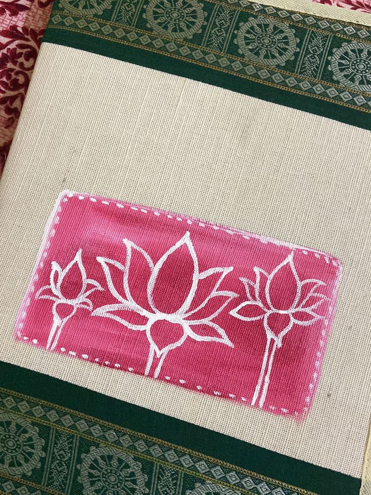 Brand New Lotus Designed Jute Bag