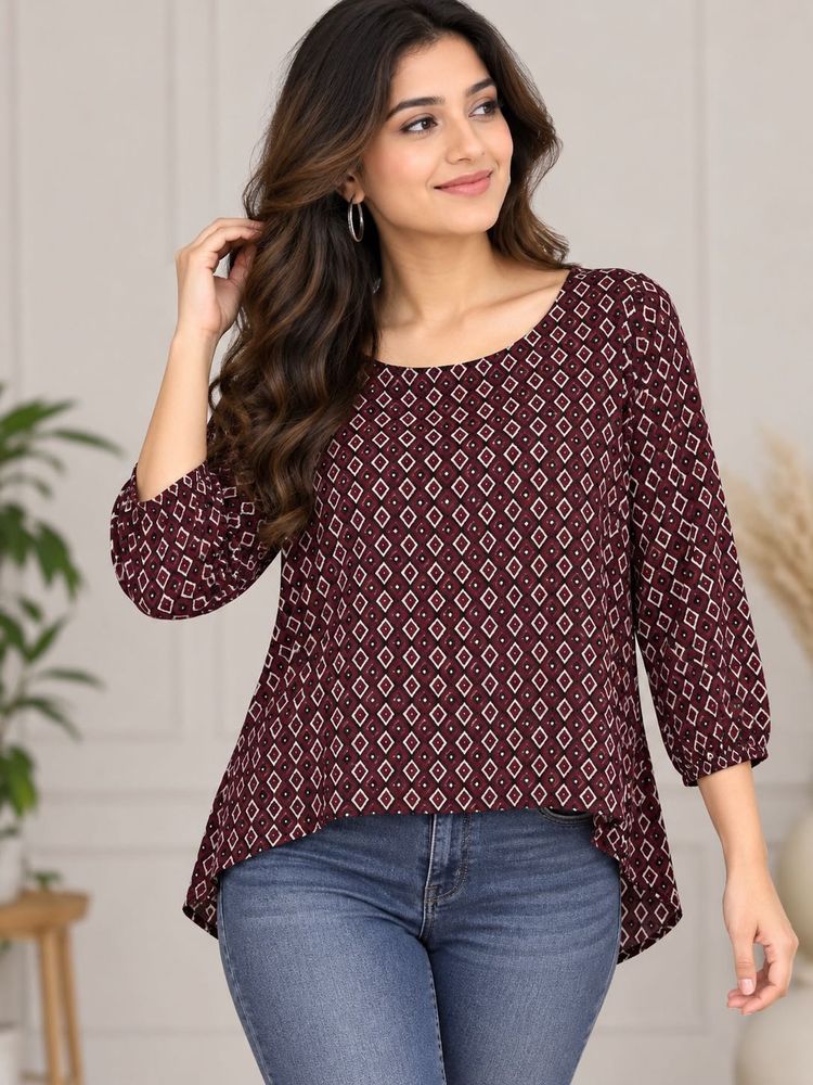Stylish Geometric Print Top