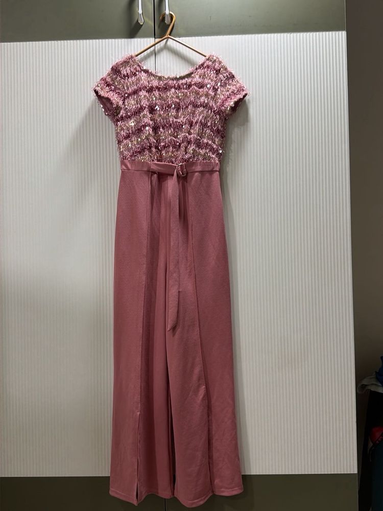 Sparkling Pink Jumpsuit with Belt