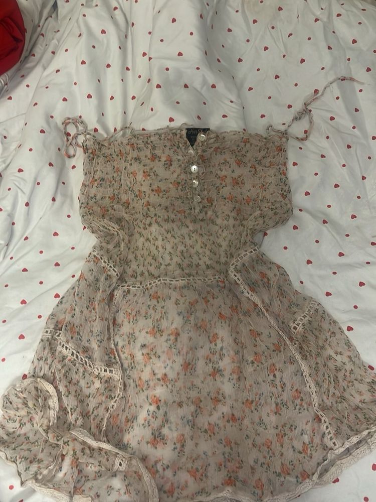Sheer Floral Mini Dress