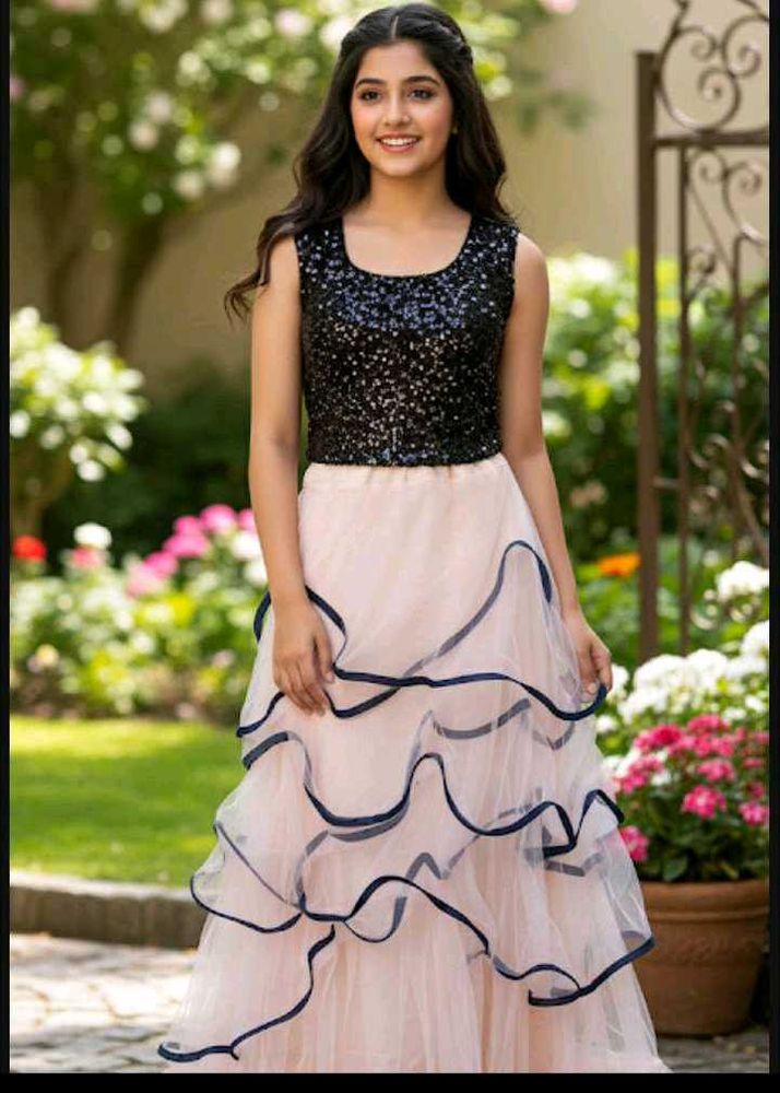 bust 40 Stunning Sequin Top &amp; Ruffled Lehenga Set