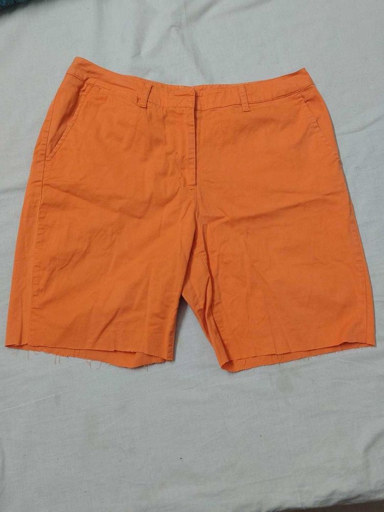 Orange Cotton Shorts