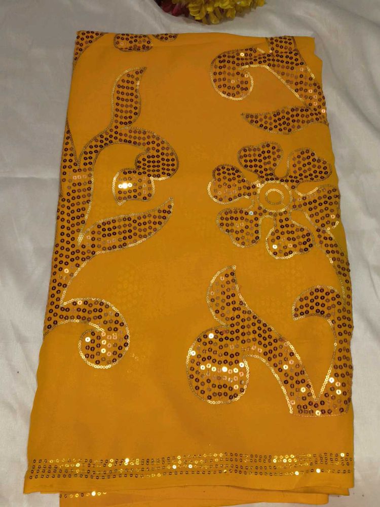 Embellished Yellow Saree with blouse
