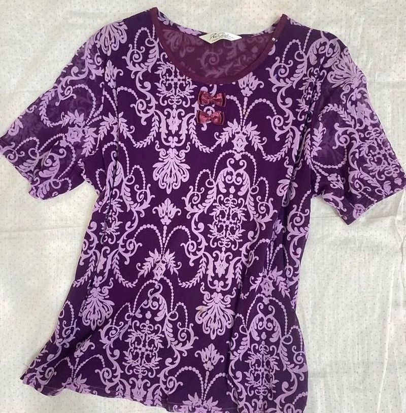 Purple Brocade Pattern Top