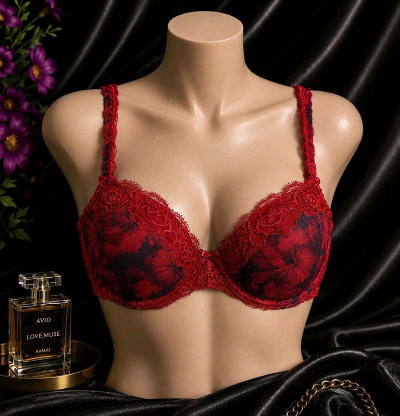 🇳🇿💫🎀Red Floral Lace Bra