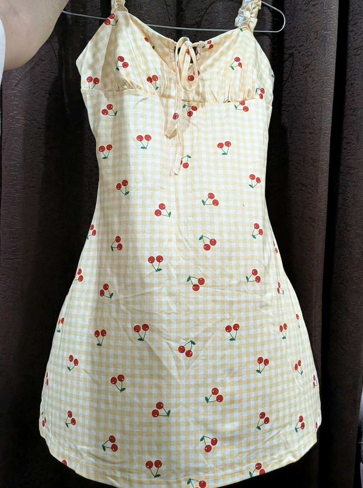 Cute Cherry Print Mini Dress