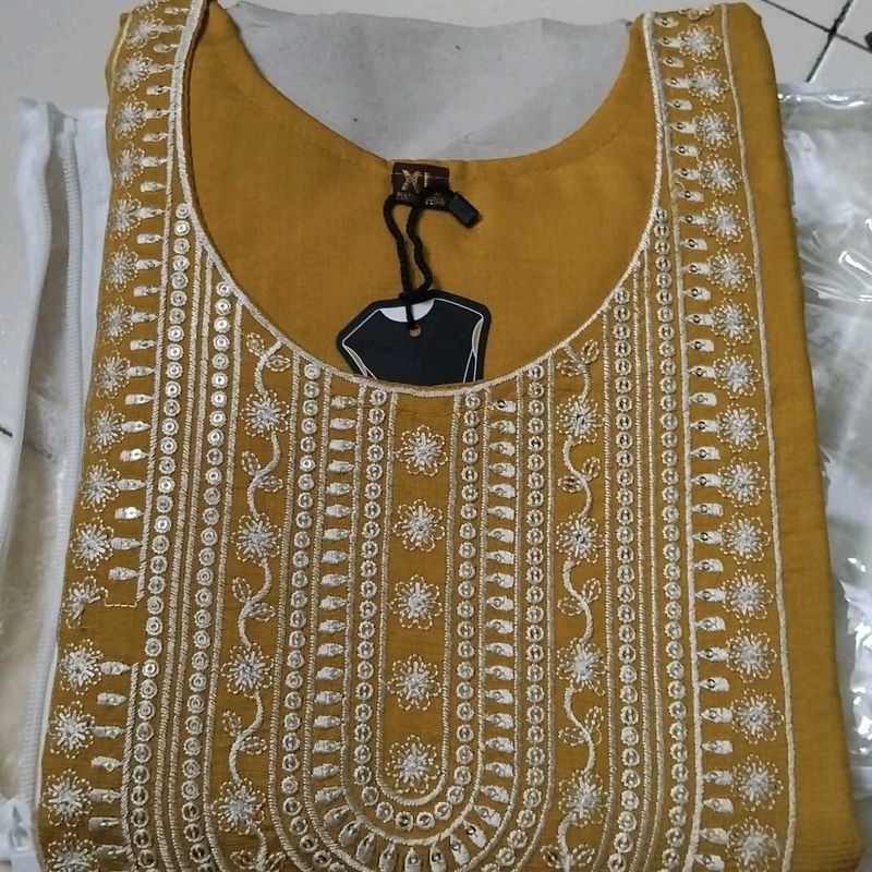 Elegant Yellow kurta with pant and dupatta