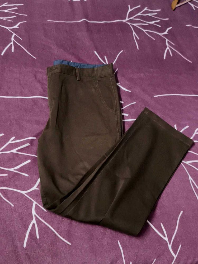 Walvis Men's Cotton Brown Pant