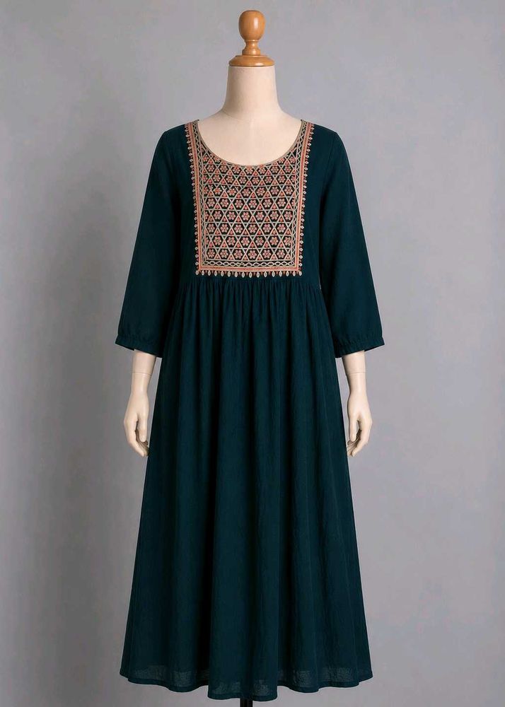 Teal Embroidered Kurta