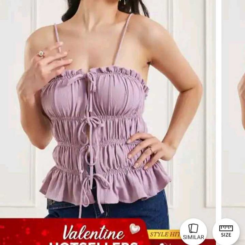 L size Lilac Ruffled Tie-Up Cami Top