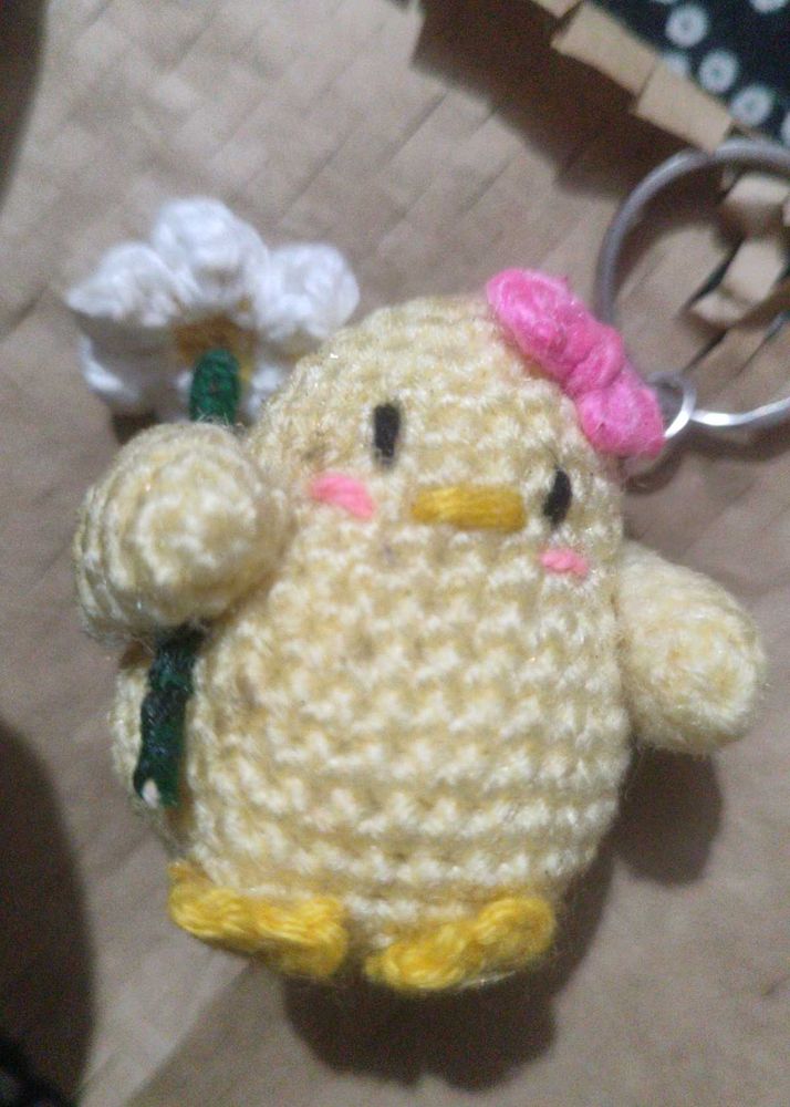 Cute Crochet Chick Keychain