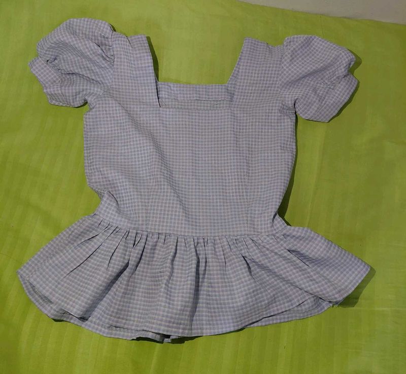 Cute Gingham Peplum Top