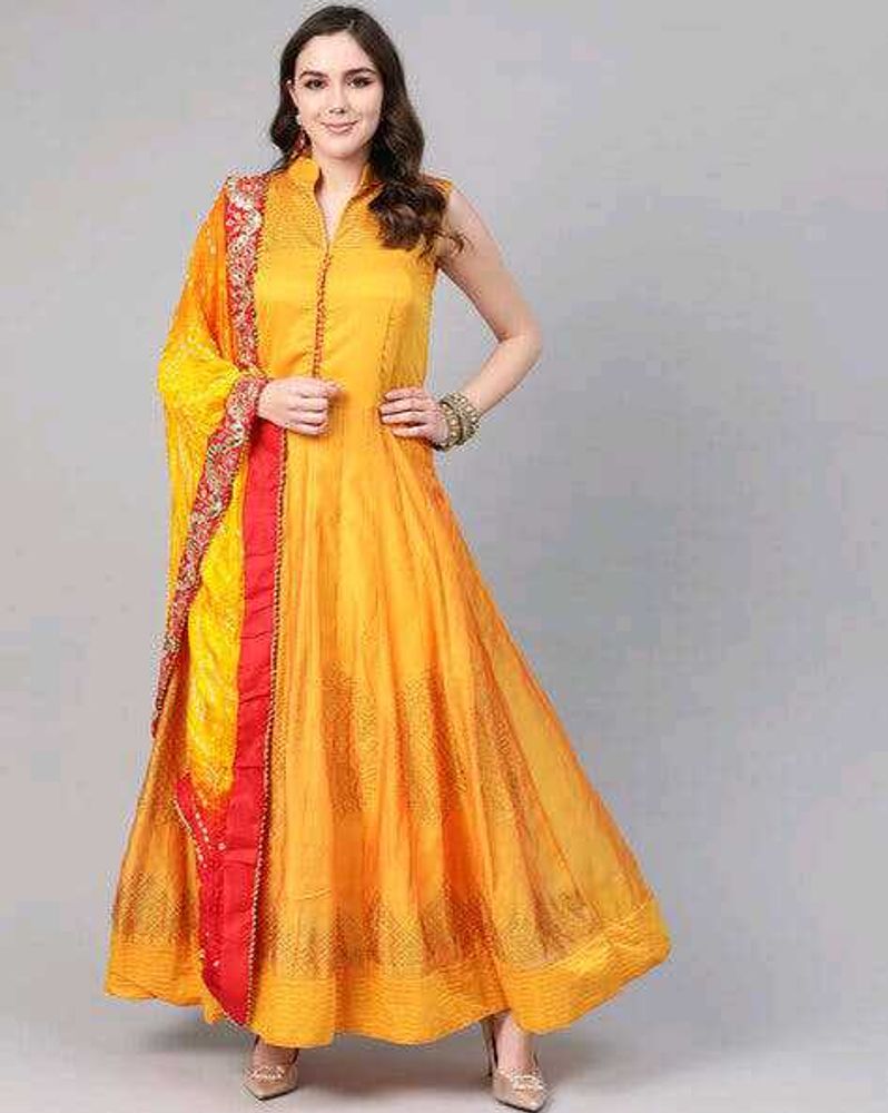 Elegant Yellow Anarkali gown