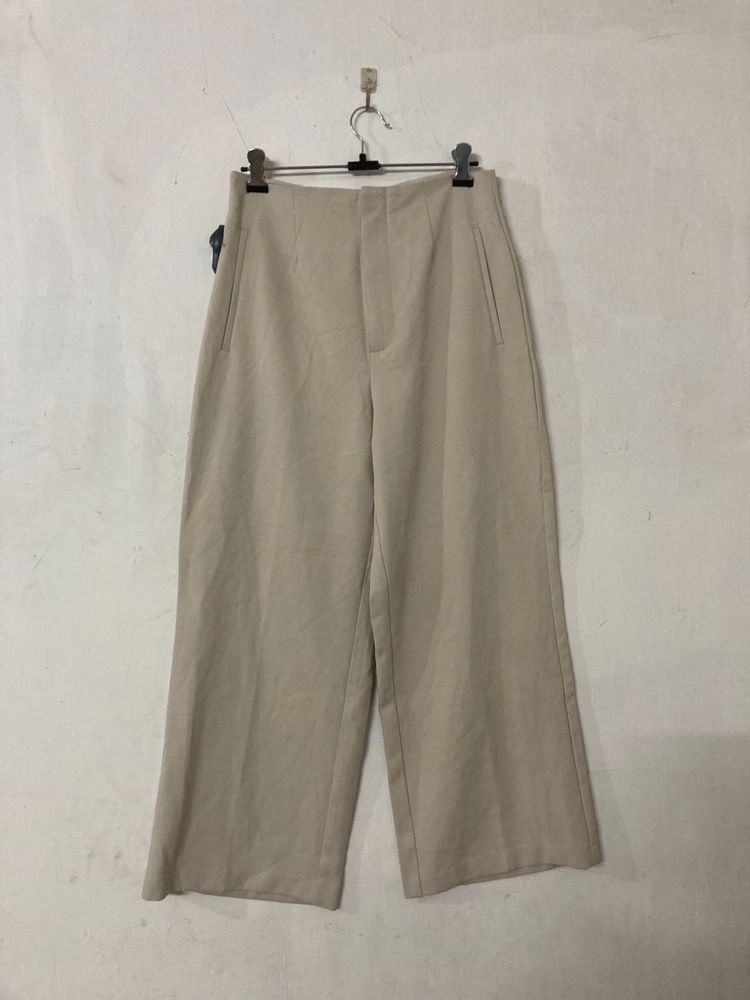 Chic Beige Wide-Leg Trousers