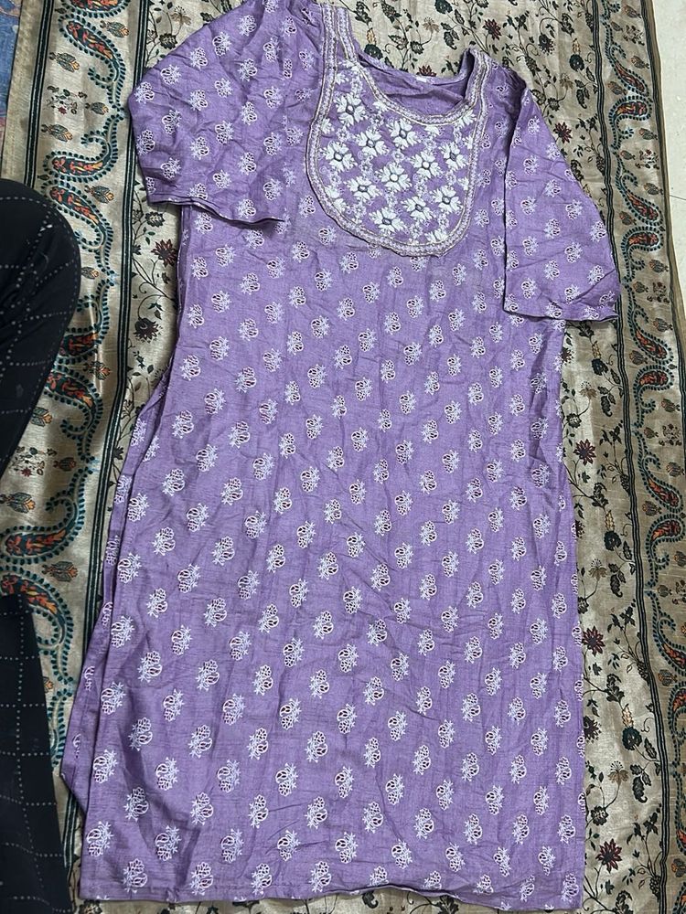 Pretty Purple Printed Kurta