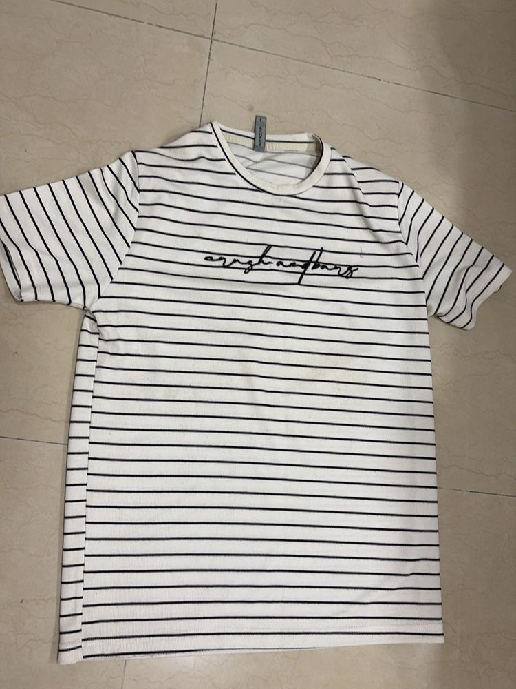 Men's Striped T-Shirt with Graphic Print