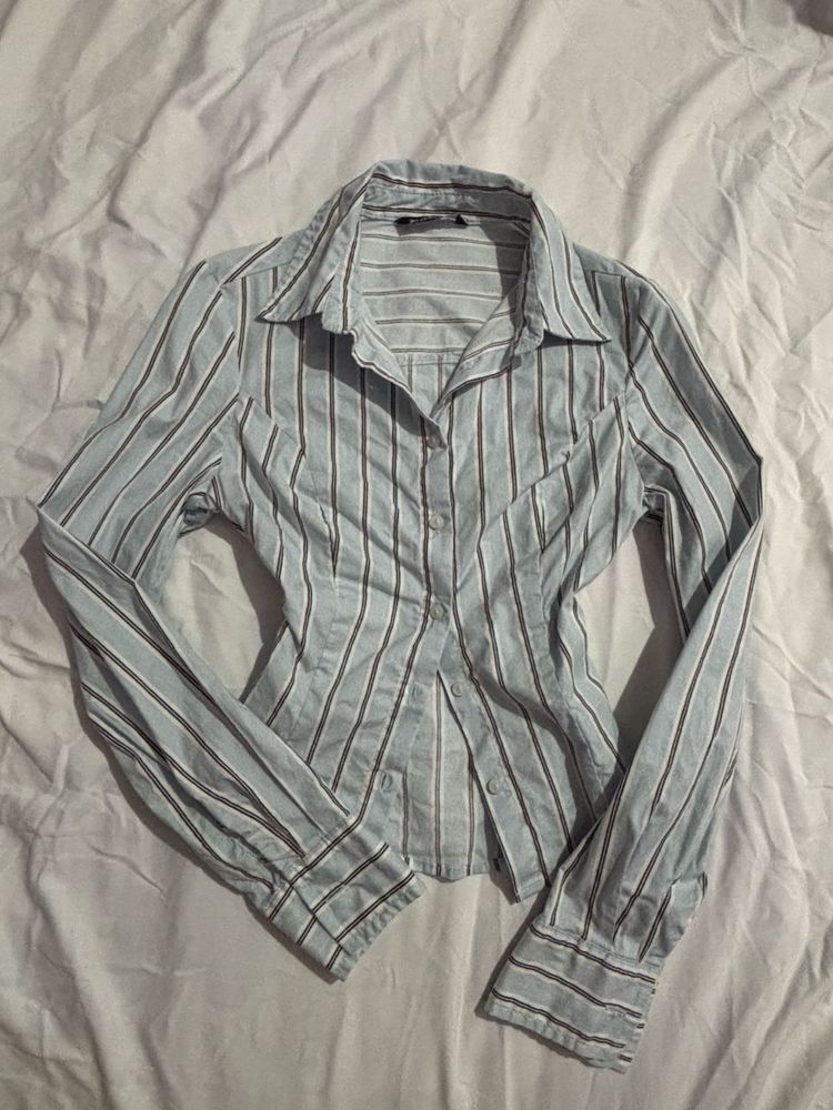 Stripped Y2k Fitted Shirt