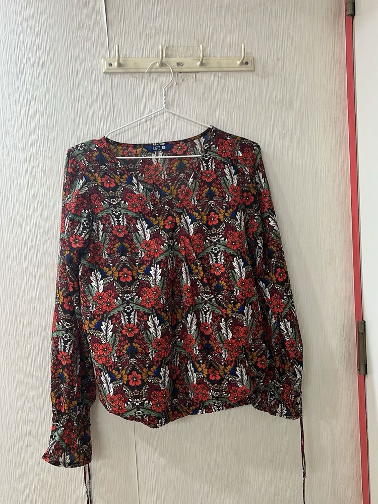 Boho Floral Print Long Sleeve Top