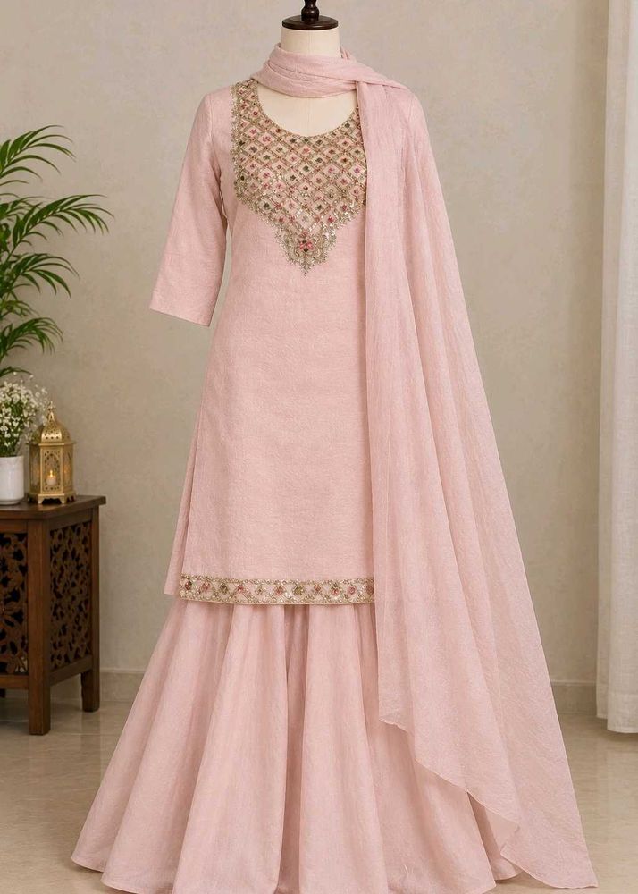 Elegant Peach Embroidered Kurta Set
