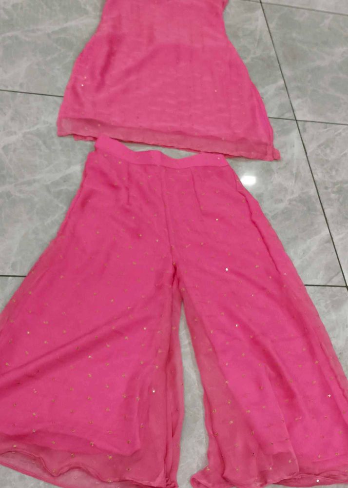 Elegant Pink Kurta Palazzo Set