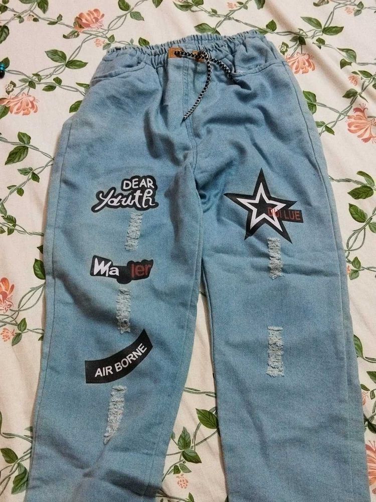 Blue Funky Distressed Jeans