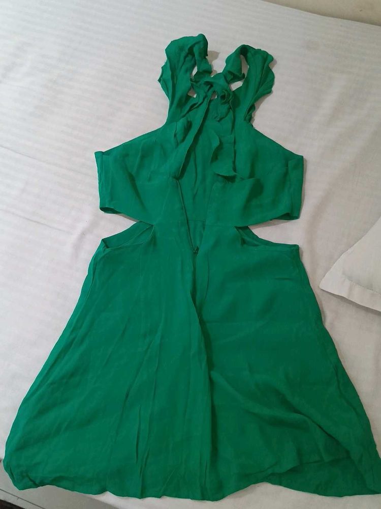Green Cut-Out Halter Dress