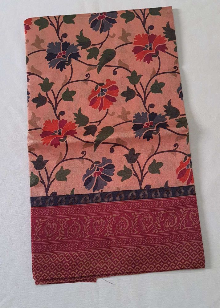 Floral Print Saree - Onion Pink With Maroon color