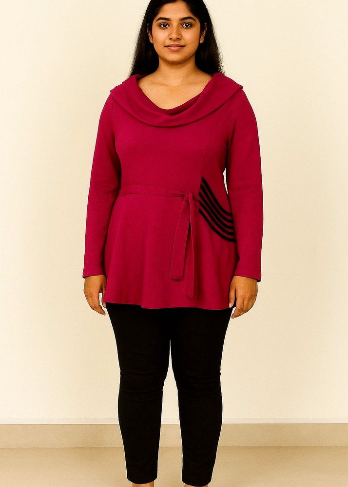 Elegant Pink Cowl Neck Top