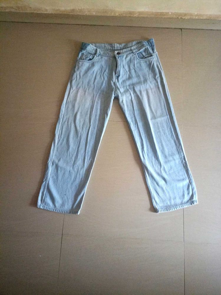 Trendy Light Blue Wide-Leg High-Waist Jeans