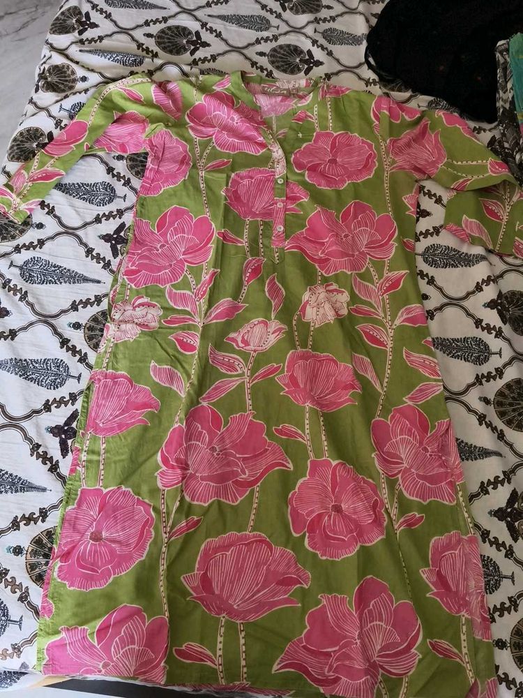 Green Floral Kurta