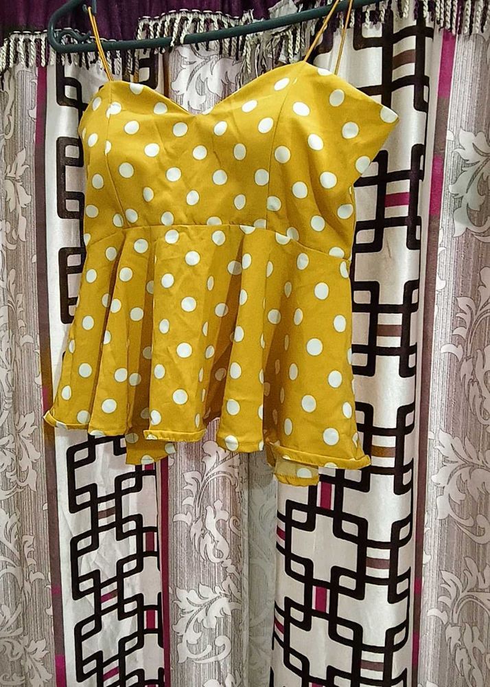 Yellow Polka Dot Peplum Top