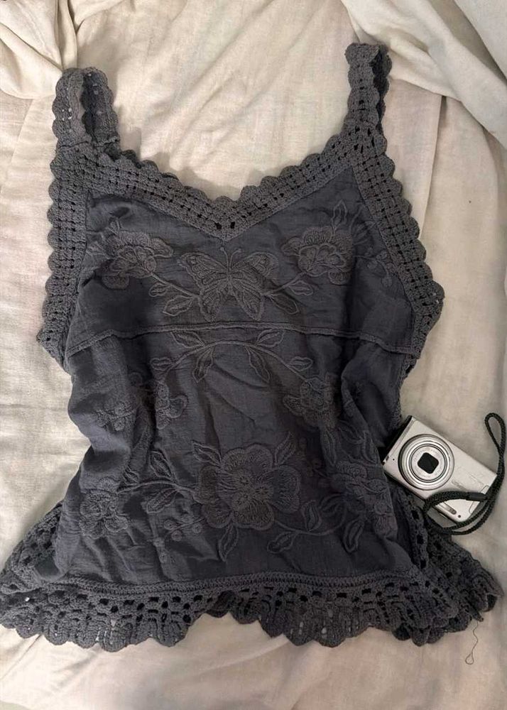 y2k whimsy boho Embroidered Cami Top