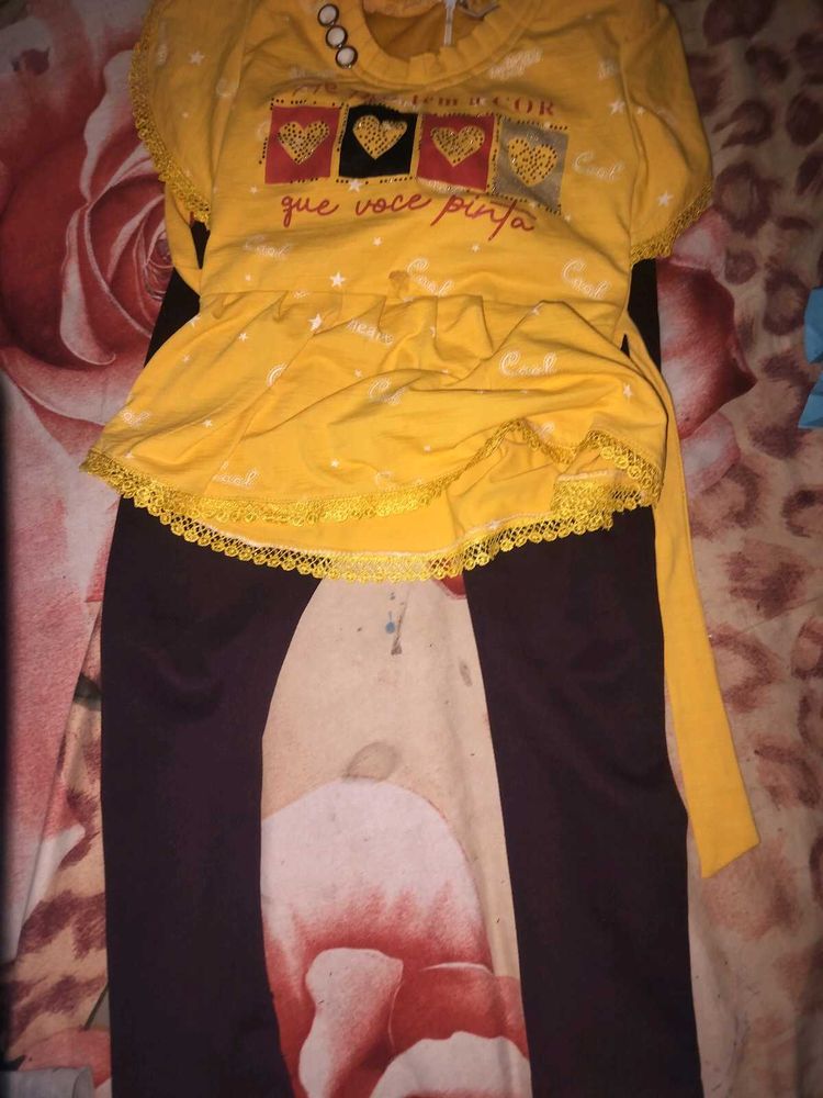 Cute Yellow Top with Pants Set