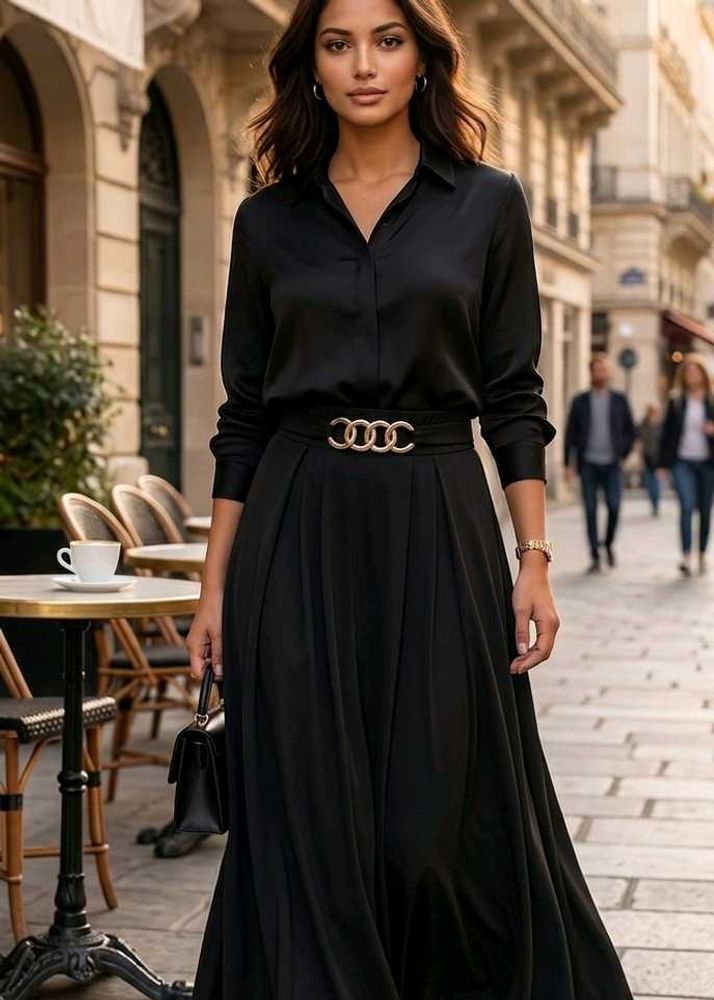 Elegant Black skirt with Gold Accent