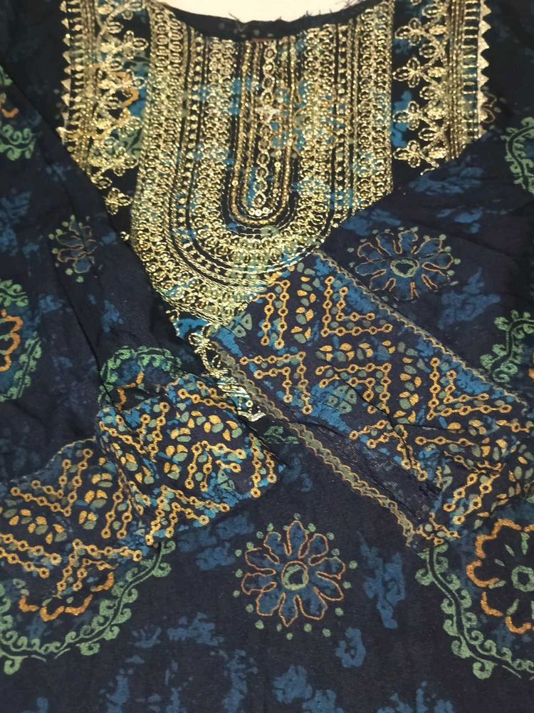 Embellished Navy Blue Kurta