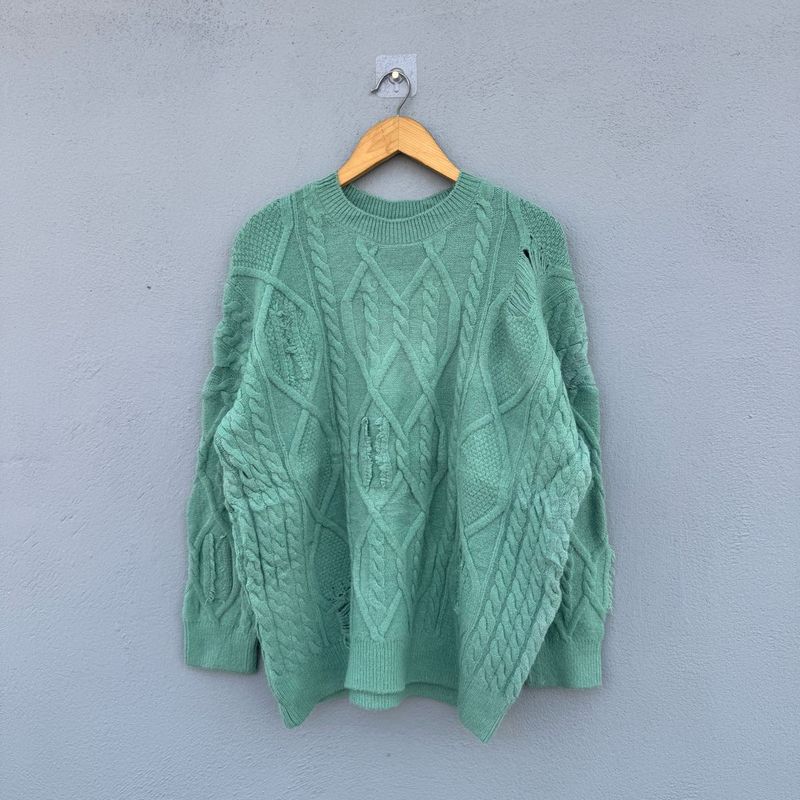 Mint Green Cable Knit Sweater
