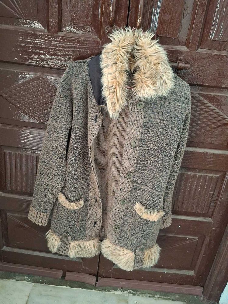 Cozy Faux Fur Trimmed Cardigan
