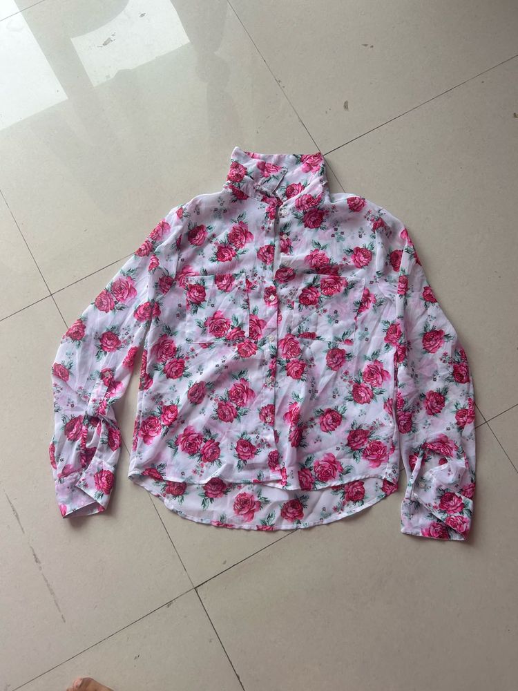 Pretty Pink Floral Button-Up Shirt